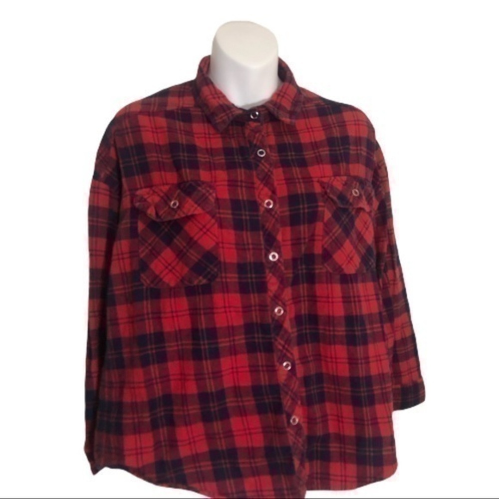 Red and Navy Snap Flannel